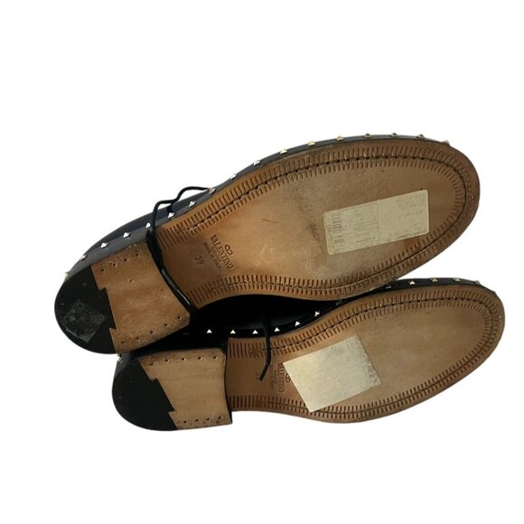 Valentino Garavani Rockstud Derby Loafers Matte Calfskin Black Size 39 NEW Flats - Picture 10 of 10